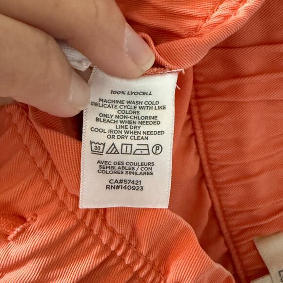Loft Emery Pull On Shorts Size Large Orange Soft Twill Drawstring Waist Pockets - Picture 5 of 7
